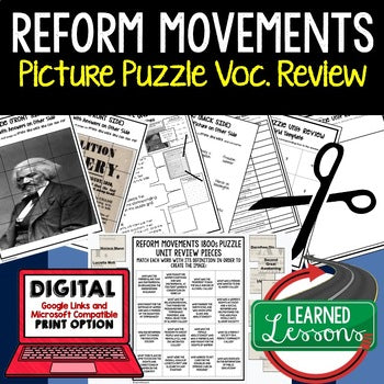 REFORM MOVEMENTS 1800S Activity Picture Puzzle Unit Review, Study Guide - preview 1