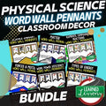 Physical Science Word Wall Bundle | NGSS Science Vocabulary Pennants | Classroom - preview 1