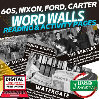 1960s & Nixon Presidency Word Wall Activity Pages U.S. History Word Wall - preview 1