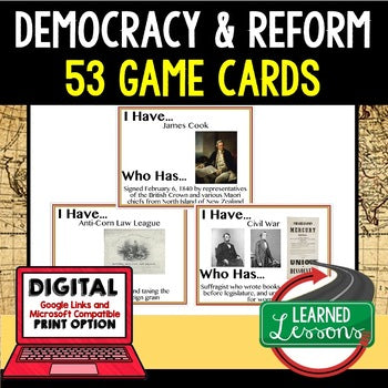 Democracy & Reform Game Cards, Test Prep, Print & Digital Learning, Google - preview 1