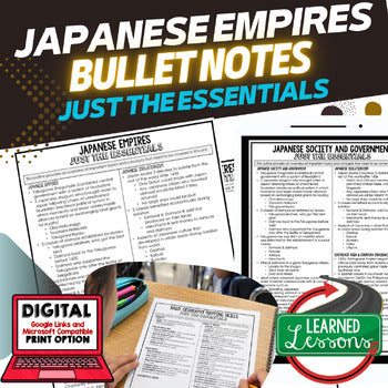 JAPANESE EMPIRES Outline Notes, Japan Bullet Notes, Unit Review, Test Prep - preview 1
