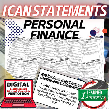 Personal Finance I Can Statements | Financial Literacy Posters & Goals - preview 1
