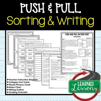 Push and Pull Factors Migration Activity | Geography Sorting & Writing - preview 1