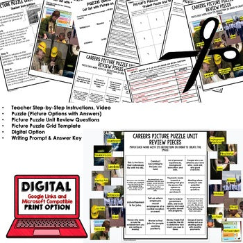 Personal Finance Activity Vocabulary Careers Job Picture Puzzle, Test Prep - preview 2