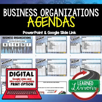 Economics Business Organizations Agenda PowerPoint & Google Slides Civics Agenda - preview 1