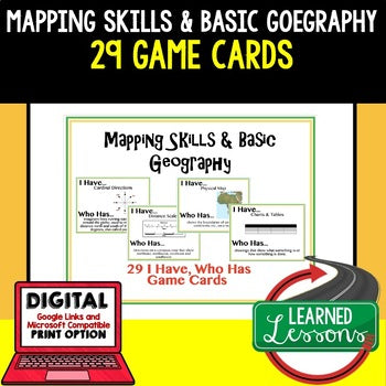 Mapping Skills Game Cards, Geography Test Prep Print & Digital Learning - preview 1