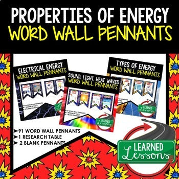 Properties of Energy Word Wall Pennants (Physical Science Word Wall) - preview 1