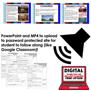 Legislative Branch Guided Notes and PowerPoint, Flipped Classroom, Google - preview 2