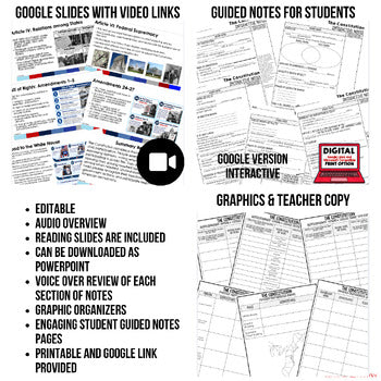Constitution Guided Notes & PowerPoints, Flipped Classroom, Google Option - preview 2