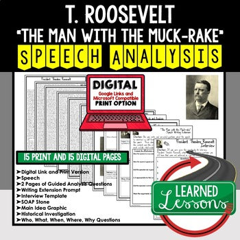 Roosevelt's "Man with the Muck-Rake" Speech Analysis & Writing Activity Google - preview 1