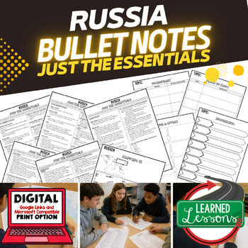 Russia Geography Outline Notes, Russia Bullet Notes, Unit Review, Test Prep - preview 1
