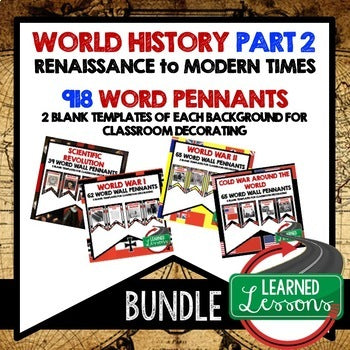 World History Word Wall Bundle | Renaissance to Modern History Posters - preview 1