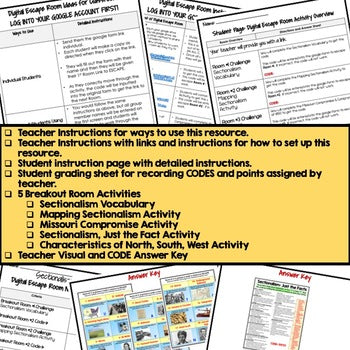 Sectionalism Escape Room | Digital Breakout | U.S. History Activity - preview 3