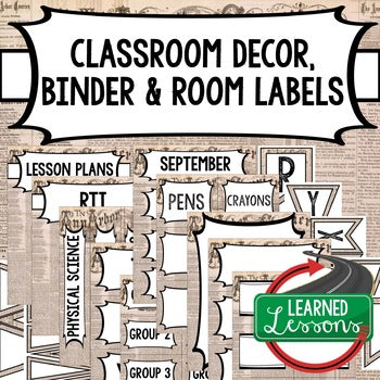SECONDARY CLASSROOM DECOR, BINDER LABELS, Newspaper Vintage - preview 1