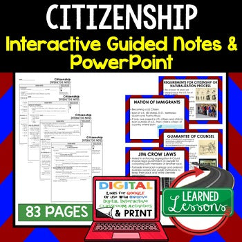 Citizenship Guided Notes and PowerPoint, Google & Print - preview 1