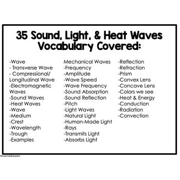 Sound, Light, Heat Waves Game Cards, Physical Science Vocabulary Activity - preview 3