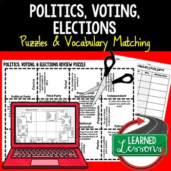 Politics, Voting, Elections Vocabulary Activity Puzzle (Print and Digital) - preview 1