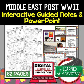 Middle East Post WWII Guided Notes & PowerPoints, Digital and Print - preview 1