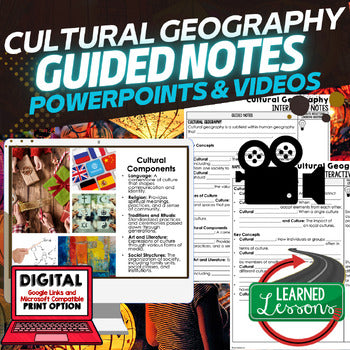 Cultural Geography Guided Notes PowerPoints, Video for Flipped Classroom - preview 1
