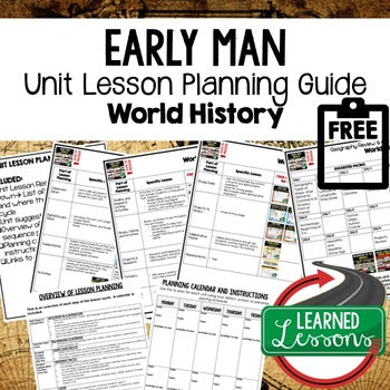 Early Man Lesson Plan Guide, World History Lesson Plans Back To School - preview 1