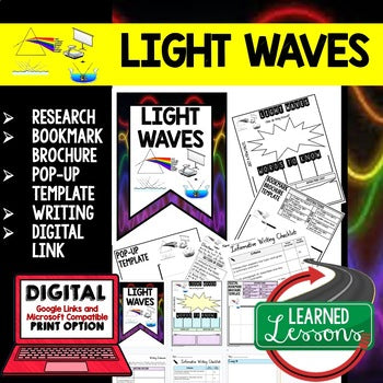 Light Waves Activity Unit Review Research, Bookmark Brochure, Writing & Google - preview 1