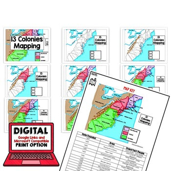 13 Colonies Map Activity and Research Graphic Organizer, Mapping the 13 Colonies - preview 3