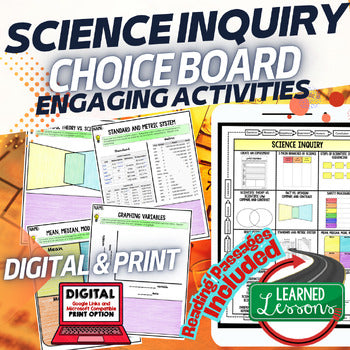 Basic Science & Inquiry Activities Choice Board, Digital Learning, Google - preview 1