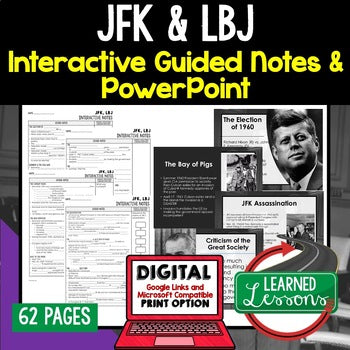 JFK, New Frontier, Great Society Notes & PowerPoints, US History, Print, Digital - preview 1