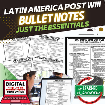 Latin America Post WWII Outline Notes, Bullet Notes, Unit Review, Test Prep - preview 1