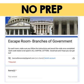 Branches of Government Digital Escape Room, Breakout Room Activity Pages No Prep - preview 4