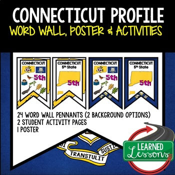 Connecticut History Word Wall, State Profile, Connecticut Activities Posters - preview 1