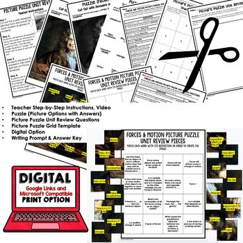 Forces & Motion Activity Picture Puzzle Physical Science Activity Vocabulary - preview 3