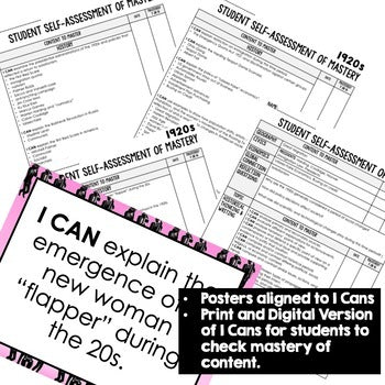 1920s I Cans Student Self Assessment Mastery-- American History - preview 2
