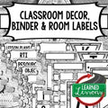 SECONDARY CLASSROOM DECOR, BINDER LABELS,  World Map Black and White - preview 1