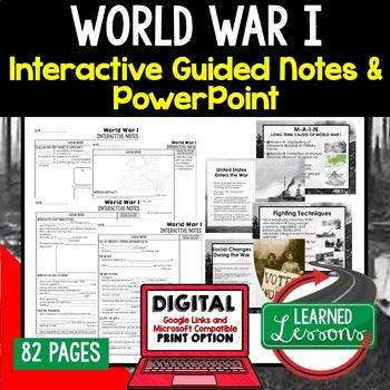 World War I Notes & PowerPoints, US History, Print, Digital, Google - preview 1