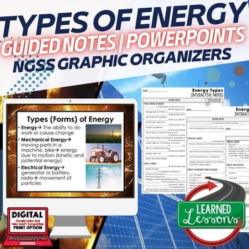 Energy Types Guided Notes and PowerPoints Physical Science Activity - preview 1