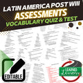 Latin America Post WWII Assessments, Tests Modern World History Quizzes Editable - preview 1