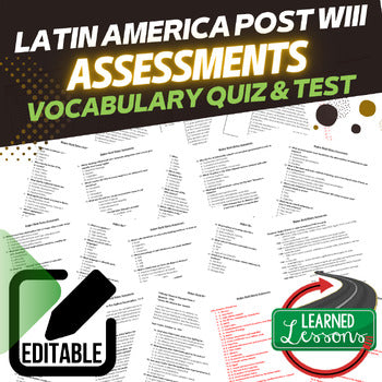 Latin America Post WWII Assessments, Tests Modern World History Quizzes Editable - preview 1