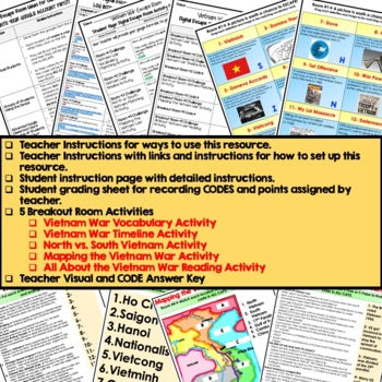 Vietnam War Digital Escape Room, Breakout Room, Activity Pages No Prep - preview 3