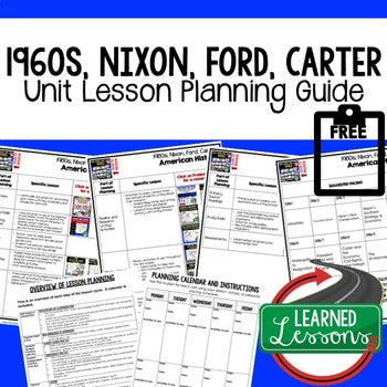 Nixon, Ford, Carter Lesson Plan Guide, American History BACK TO SCHOOL - preview 1