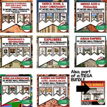 World History Word Wall Bundle | Ancient Civilizations Vocabulary | 300+ Terms - preview 2