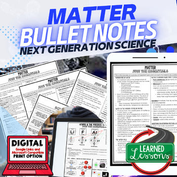 Matter Outline Notes, Matter Bullet Notes, Physical Science Bullet Notes - preview 1