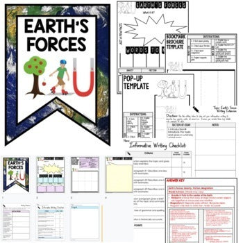 Earth's Forces Activity Bookmark Brochure, Writing & Google Link - preview 2