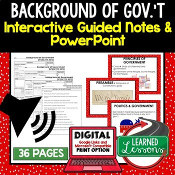Government Guided Notes & PowerPoint | Civics Google Slides | Print & Digital - preview 1