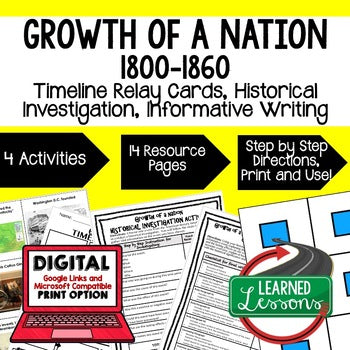 Growth of a Nation Timeline Relay Writing Activities, Digital Learning, Google - preview 1