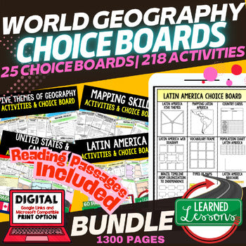 World Geography Activities, Readings, Choice Boards, Geography Bundle - preview 1