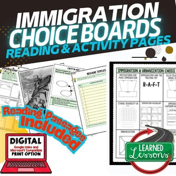Immigration Activities, Choice Board, Print, Digital, & Google - preview 1