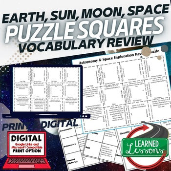 Earth, Sun, Moon, Planets Review Puzzles | Vocabulary Matching - preview 1