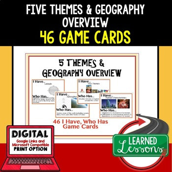 Five Themes of Geography Game Cards Test Prep, Print & Digital Distance Learning - preview 1