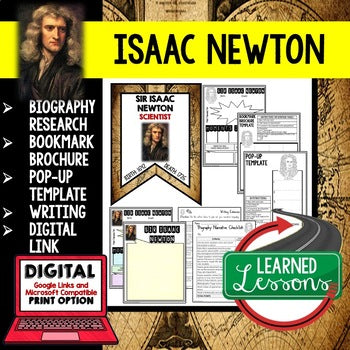 Sir Isaac Newton Biography Research, Bookmark Brochure, Writing Google - preview 1